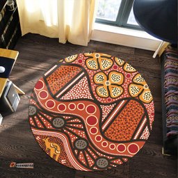 Amazing Aussie Australia Aboriginal Inspired Aboiginal Inspired Dot Painting Style Round Rug