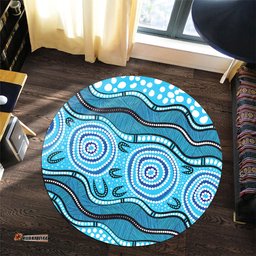 Amazing Aussie Australia Painting Illustration With Dot Art In Aboriginal Style Round Rug