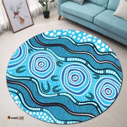 Amazing Aussie Australia Painting Illustration With Dot Art In Aboriginal Style Round Rug