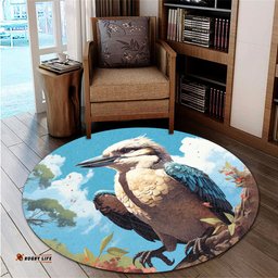 Amazing Aussie Australia Kookaburra Kookaburra Blue Background Round Rug
