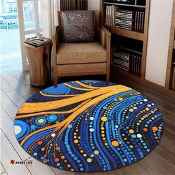 Amazing Aussie Australia Dreaming Aboriginal Aboriginal Indigenous Culture Dot Painting Art Inspired Round Rug