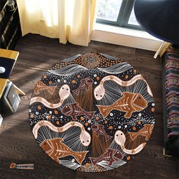 Amazing Aussie Australia Aboriginal Underwater Painting In Aboriginal Style Round Rug