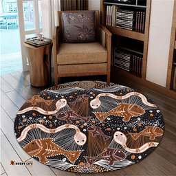 Amazing Aussie Australia Aboriginal Underwater Painting In Aboriginal Style Round Rug