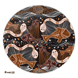 Amazing Aussie Australia Aboriginal Underwater Painting In Aboriginal Style Round Rug
