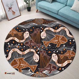Amazing Aussie Australia Aboriginal Underwater Painting In Aboriginal Style Round Rug