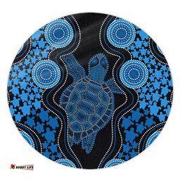 Amazing Aussie Australia Aboriginal Art Turtles Inspired Blue Round Rug