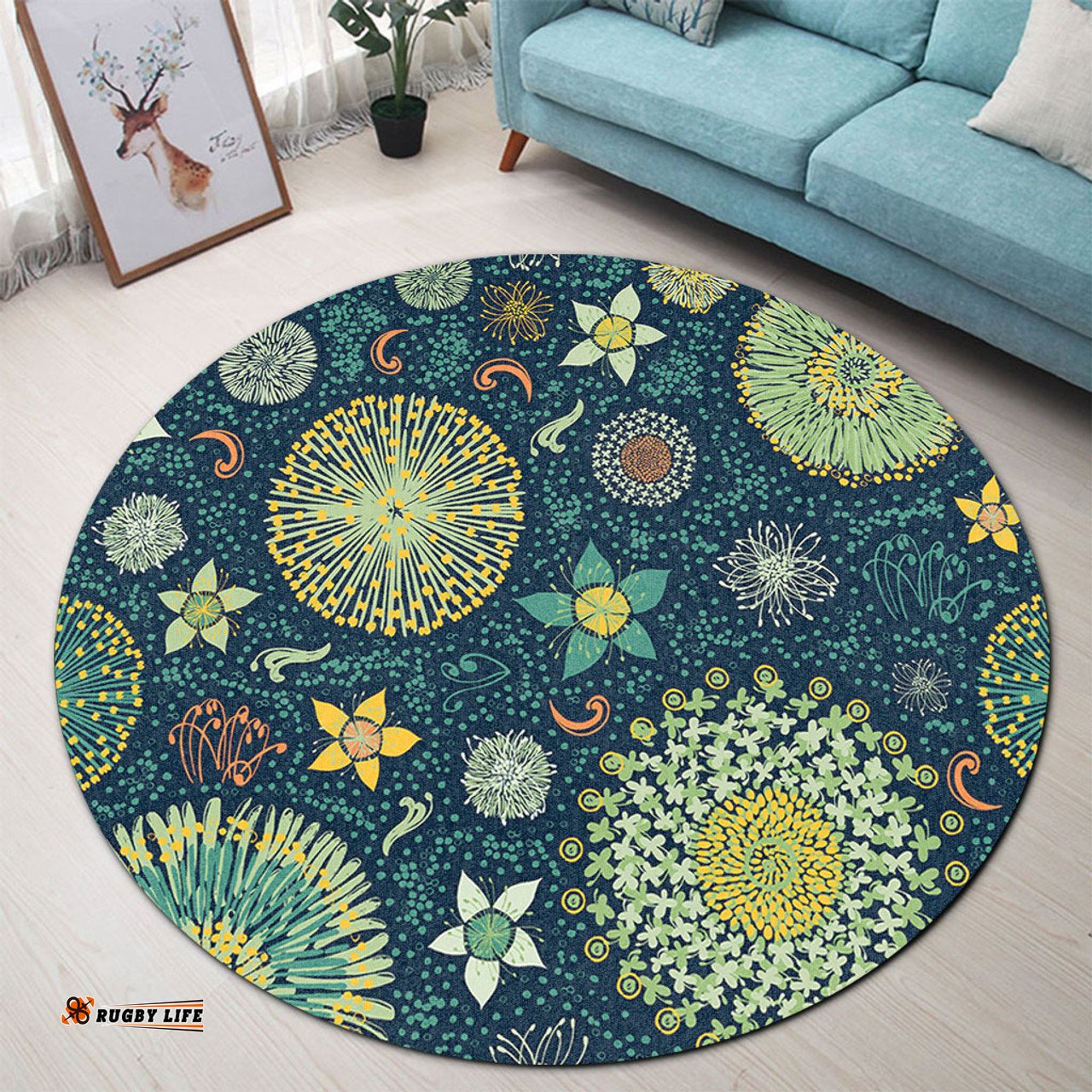Amazing Aussie Australia Australian Colorful Flowers Background Round Rug