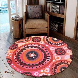 Amazing Aussie Australia Dot Painting Inspired Aboriginal Circle In The Aboriginal Dot Art Style Round Rug