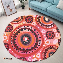 Amazing Aussie Australia Dot Painting Inspired Aboriginal Circle In The Aboriginal Dot Art Style Round Rug
