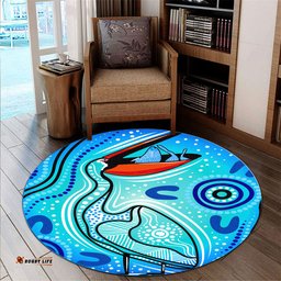 Amazing Aussie Australia Aboriginal Inspired Pelican Aboriginal Inspired dot painting Round Rug