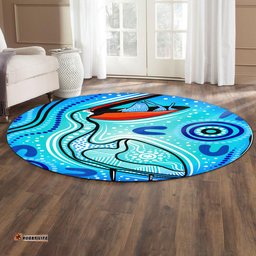 Amazing Aussie Australia Aboriginal Inspired Pelican Aboriginal Inspired dot painting Round Rug