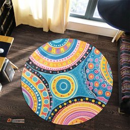 Amazing Aussie Australia Aboriginal Dots Art And Colorful Pattern Round Rug