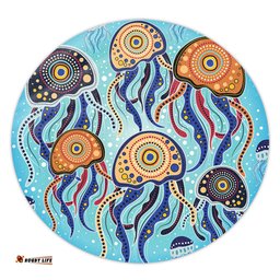 Amazing Aussie Australia Dot Painting Inspired Aboriginal Jellyfish Art In Aboriginal Dot Style Round Rug