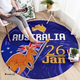 Proud To Be Australia Day Round Carpet Kangaroo with Flag Color