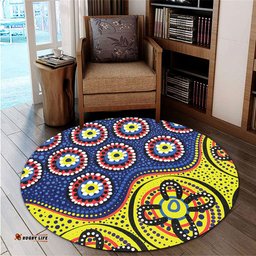 Amazing Aussie Australia A Bright And Colorful Background With Aboriginal Inspired Dot Art Round Rug