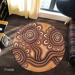 Amazing Aussie Australia Aboriginal Dot Patterns From Indigenous Australian Culture (Brown) Round Rug
