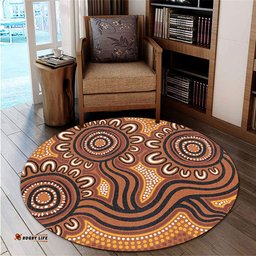 Amazing Aussie Australia Aboriginal Dot Patterns From Indigenous Australian Culture (Brown) Round Rug