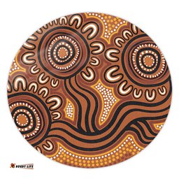Amazing Aussie Australia Aboriginal Dot Patterns From Indigenous Australian Culture (Brown) Round Rug