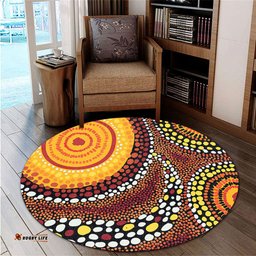 Amazing Aussie Australia Aboriginal Brown Aboriginal Style Dot Art Round Rug
