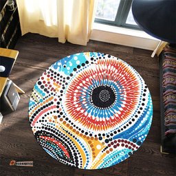 Amazing Aussie Australia Aboriginal Traditional Australian Aboriginal Native Design (White) Ver 2 Round Rug