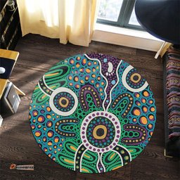 Amazing Aussie Australia Aboriginal A Dot Painting In The Style Of Indigenous Australian Art Round Rug