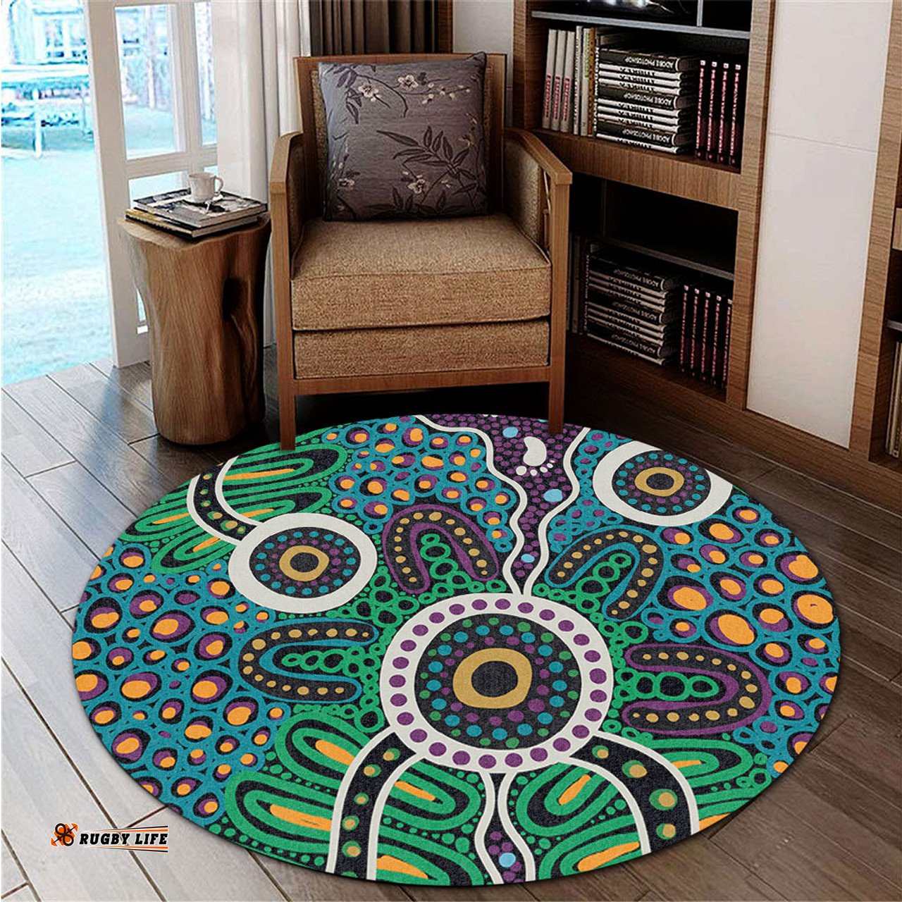 Amazing Aussie Australia Aboriginal A Dot Painting In The Style Of Indigenous Australian Art Round Rug
