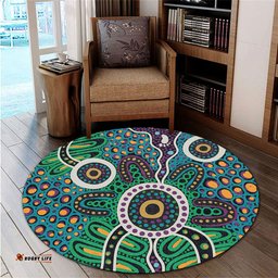 Amazing Aussie Australia Aboriginal A Dot Painting In The Style Of Indigenous Australian Art Round Rug