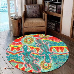 Amazing Aussie Australia Animals Platypus Aboriginal Green Platypus With Aboriginal Art Dot Painting Patterns Inspired Round Rug