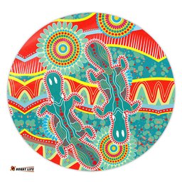 Amazing Aussie Australia Animals Platypus Aboriginal Green Platypus With Aboriginal Art Dot Painting Patterns Inspired Round Rug