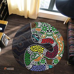 Amazing Aussie Australia Rainbow Serpent Aboriginal Dreamtime Rainbow Serpent Contemporary Round Rug