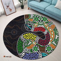 Amazing Aussie Australia Rainbow Serpent Aboriginal Dreamtime Rainbow Serpent Contemporary Round Rug