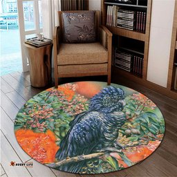 Amazing Aussie Australia Black Cockatoo Black Cockatoo and Flowering Gum Round Rug