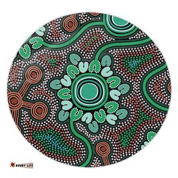 Amazing Aussie Australia Aboriginal Aboriginal Green Dot Art Inspired Round Rug