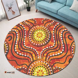 Amazing Aussie Australia Aboriginal Dot Art In Aboriginal Style Round Rug