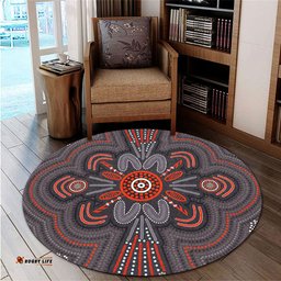 Amazing Aussie Australia Dot Painting Inspired Aboriginal Aboriginal Dot Indigenous Art Inspired Round Rug