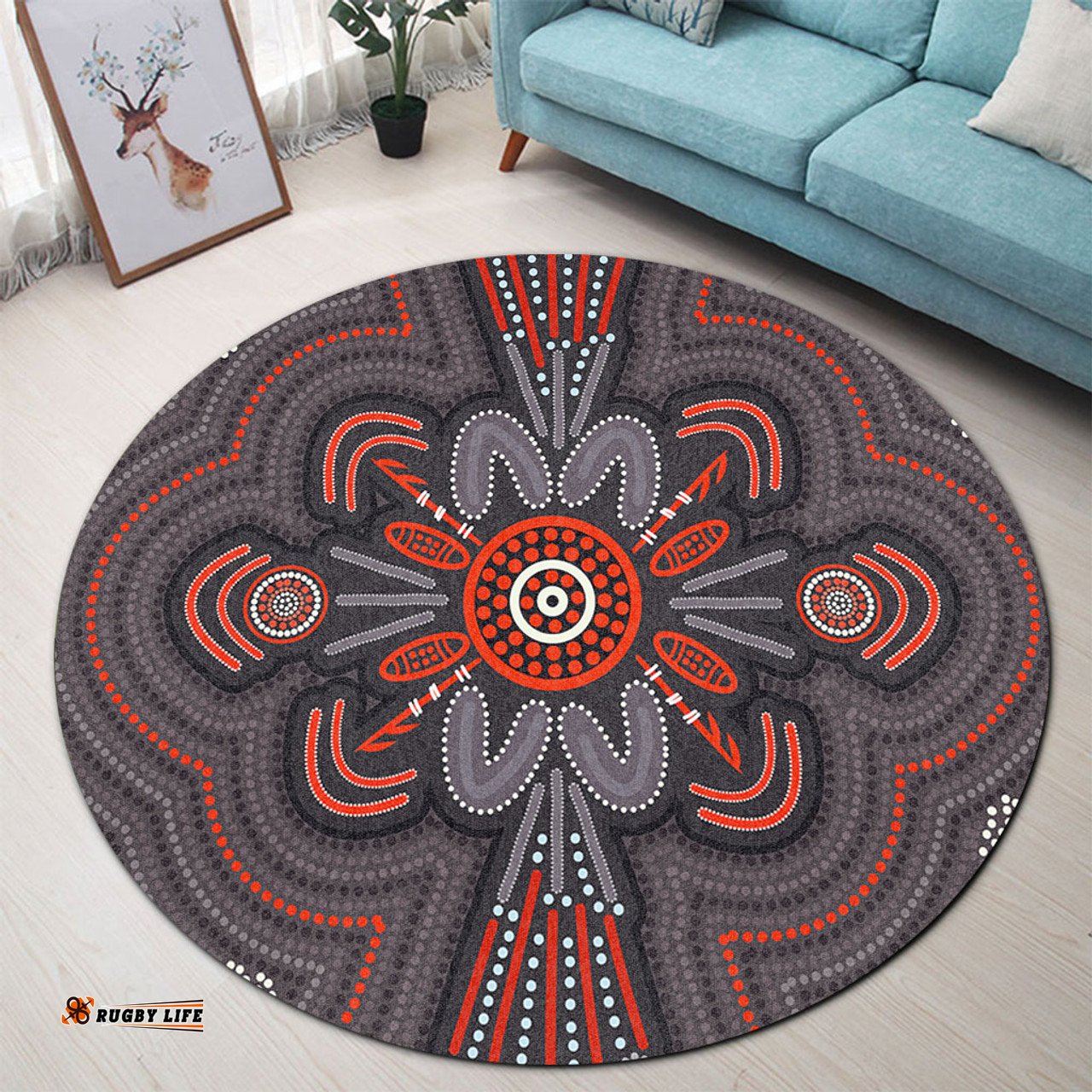 Amazing Aussie Australia Dot Painting Inspired Aboriginal Aboriginal Dot Indigenous Art Inspired Round Rug