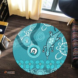 Amazing Aussie Australia Goanna Aboriginal Indigenous Dot Goanna (Teal Blue) Round Rug