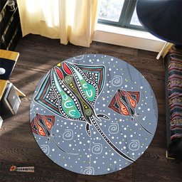 Amazing Aussie Australia Aboriginal Stingray Art In Aboriginal Dot Style Round Rug