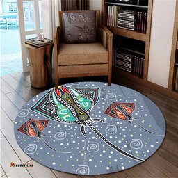 Amazing Aussie Australia Aboriginal Stingray Art In Aboriginal Dot Style Round Rug