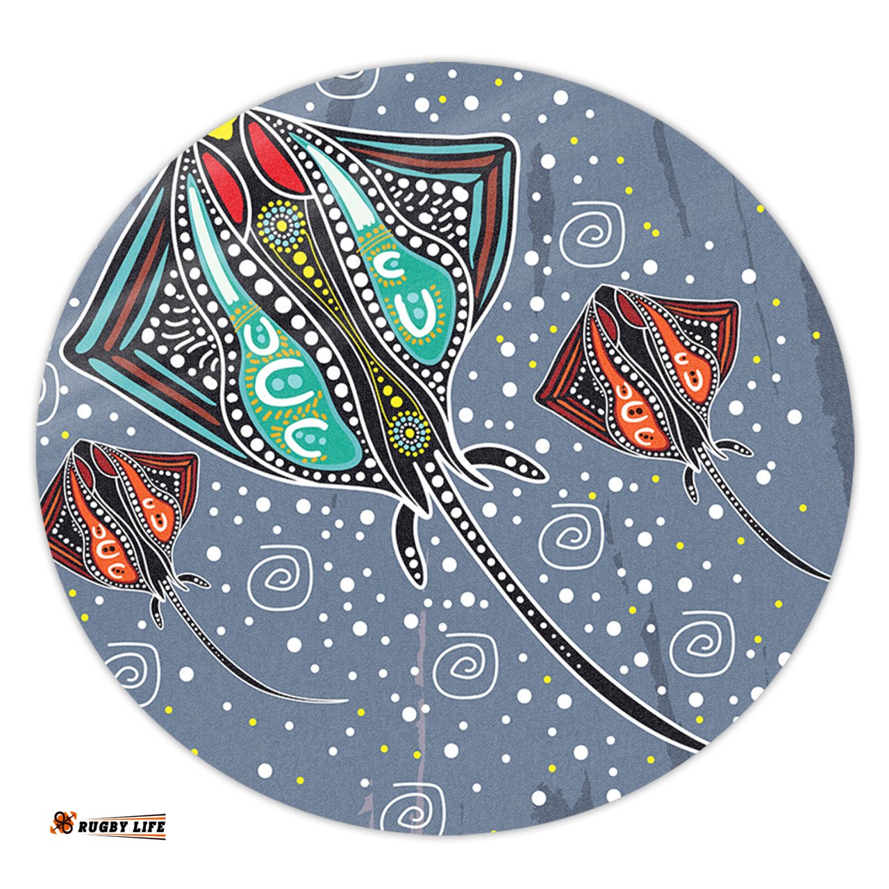 Amazing Aussie Australia Aboriginal Stingray Art In Aboriginal Dot Style Round Rug