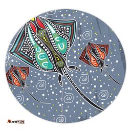 Amazing Aussie Australia Aboriginal Stingray Art In Aboriginal Dot Style Round Rug