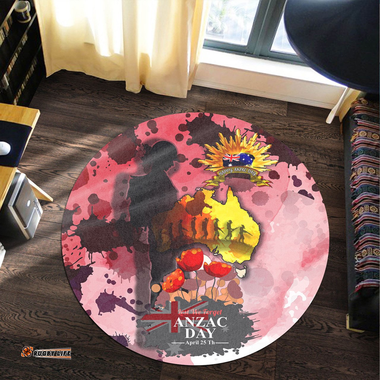 Amazing Aussie Australia Anzac Day Anzac Day Lest We Forget Color Drawing Patterns Round Rug
