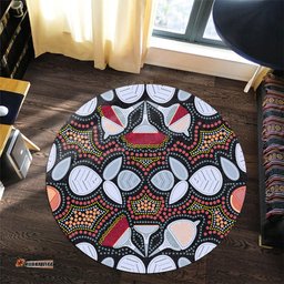 Amazing Aussie Australia Aboriginal Eucalyptus seamless pattern In Aboriginal Dot Art Round Rug