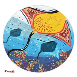 Amazing Aussie Australia Aboriginal Stingray Aboriginal Art Round Rug