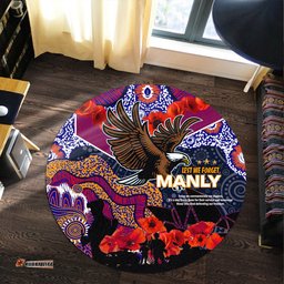 Amazing Aussie Manly Warringah Sea Eagles Anzac Lest We Forget Aboriginal Inspired Patterns Round Rug