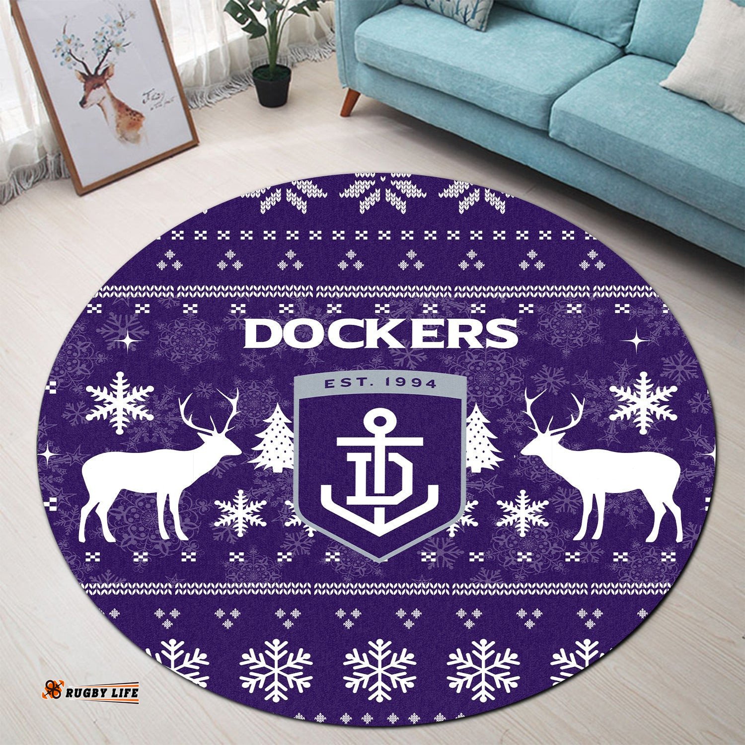Fremantle Football Club Round Carpet Christmas Ugly Style