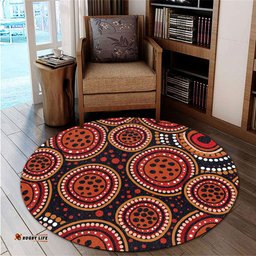 Amazing Aussie Australia Background Featuring Indigenous Dot Art Round Rug