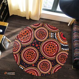 Amazing Aussie Australia Background Featuring Indigenous Dot Art Round Rug
