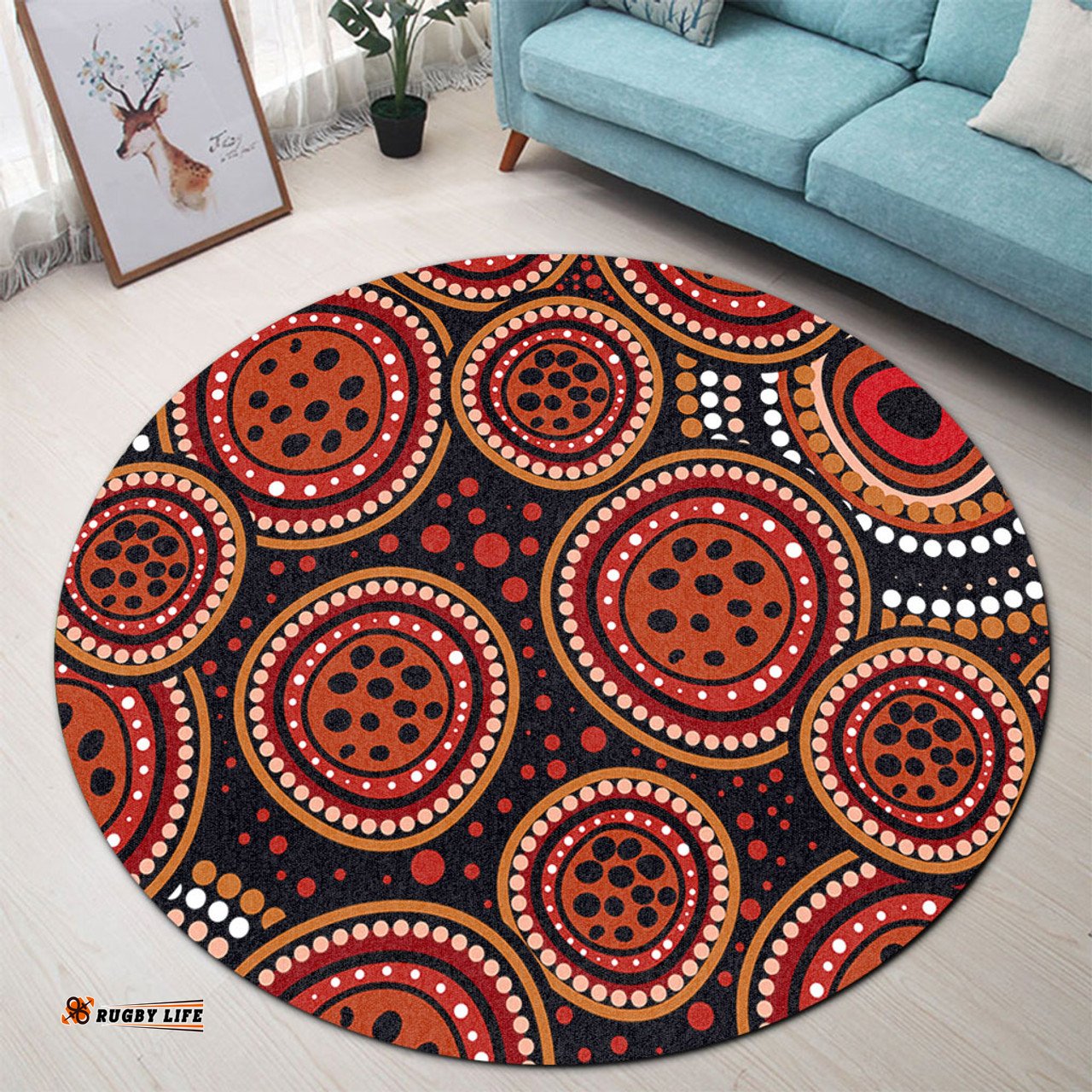 Amazing Aussie Australia Background Featuring Indigenous Dot Art Round Rug