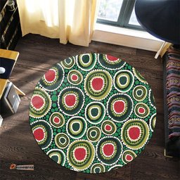 Amazing Aussie Australia Aboriginal Green Dot Art Circle Pattern From Aboriginal Art Round Rug